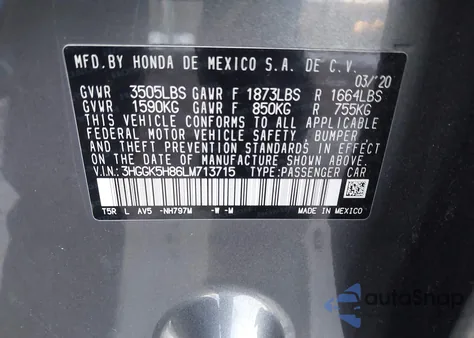 2020 Honda Fit Ex z USA, uszkodzony, nr VIN 3HGGK5H86LM713715